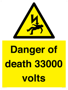 Danger of death 33000 volts
